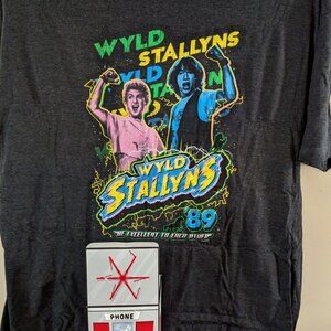 Bundle Geek Fuel Mens Gray Bill & Teds Wyld Stallyns Short Sleeve Tshirt Box 3XL